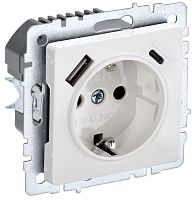 Розетка с заземлением +2xUSB тип A+C без рамки IEK Brite РЮш11-1-БрБ 1-м. белый картинка